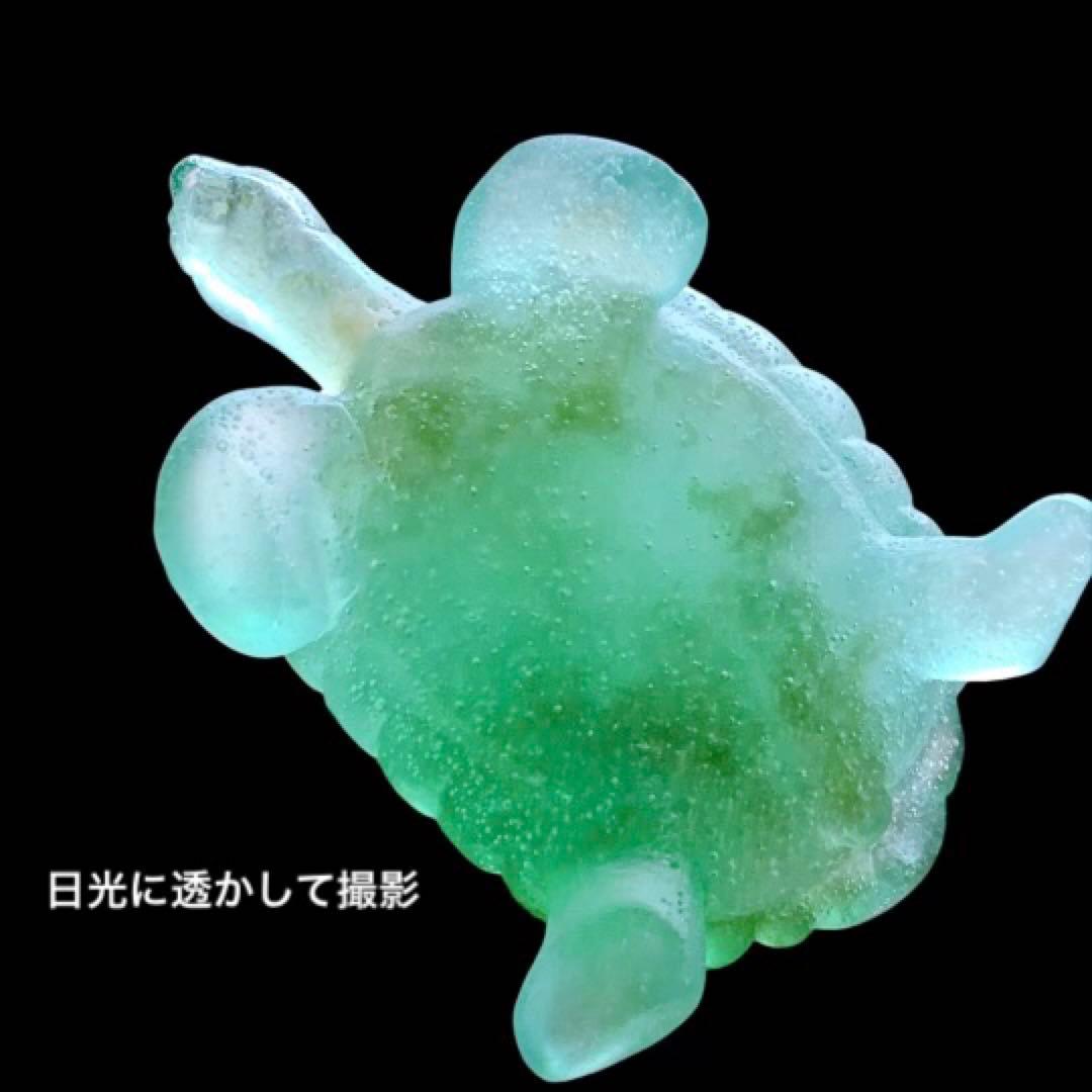 ドームフランス　置物　緑　亀　カメ　　クリスタル　水晶　ナンシー　daum