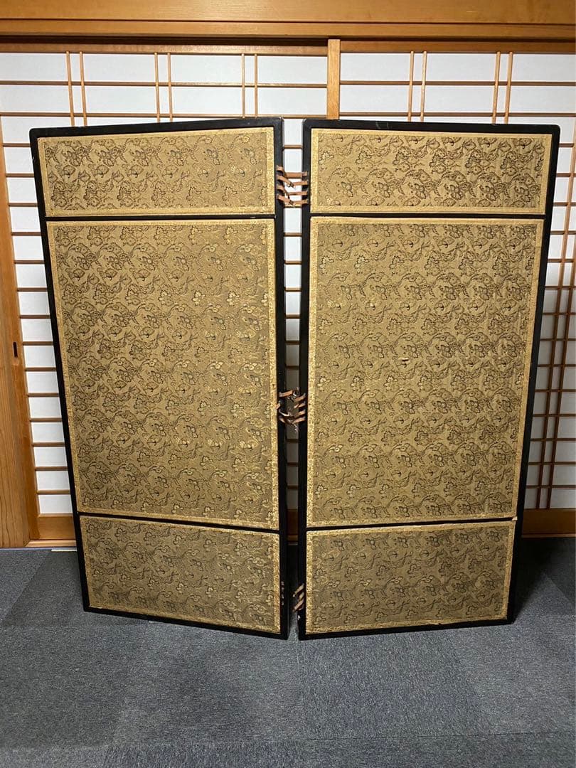 高級絹織屏風 特注 仕切 パーテーション 年代物 時代物 旧家引取品