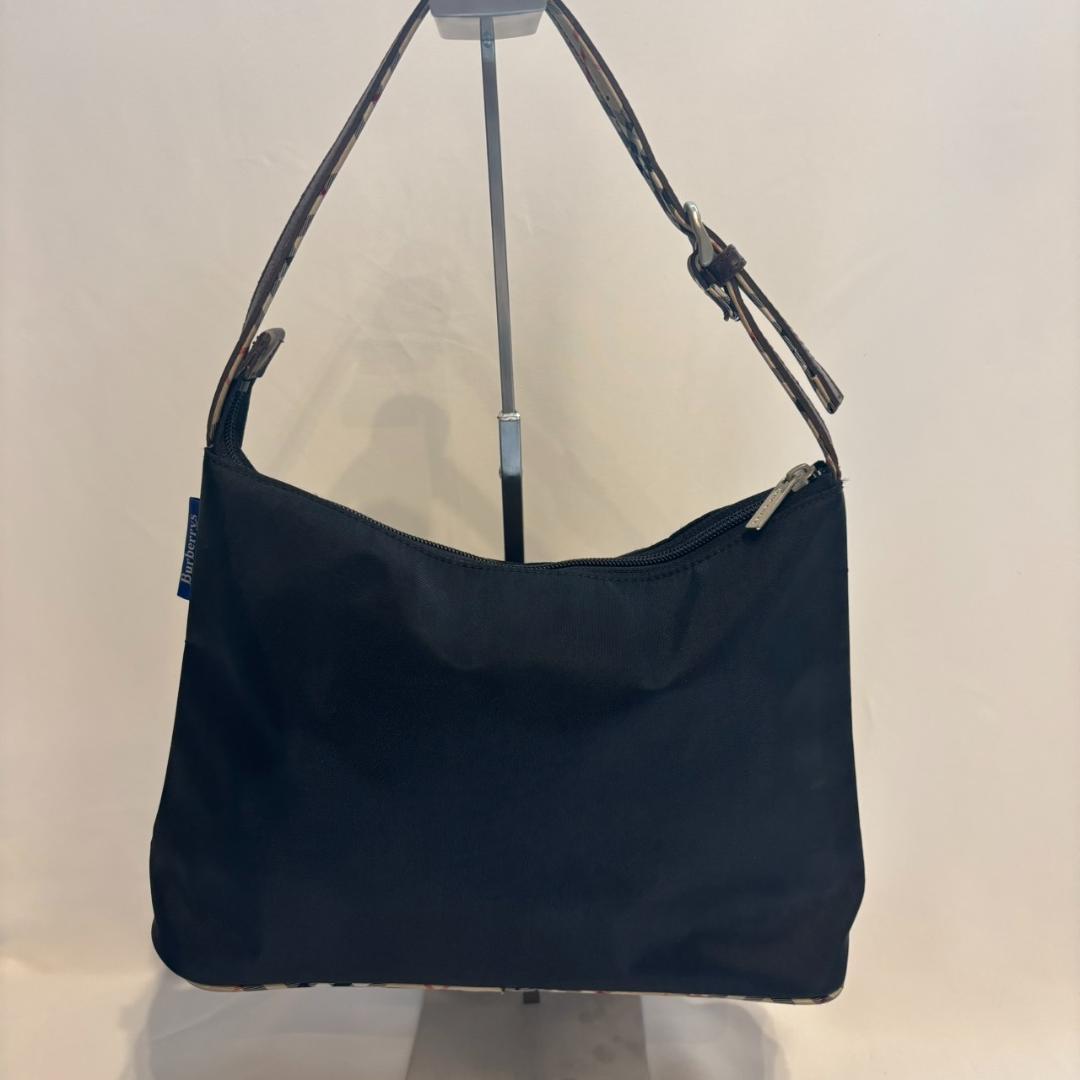 バーバリー ナイロン ハンドバッグ ノバチェック 黒 ワンショルダー