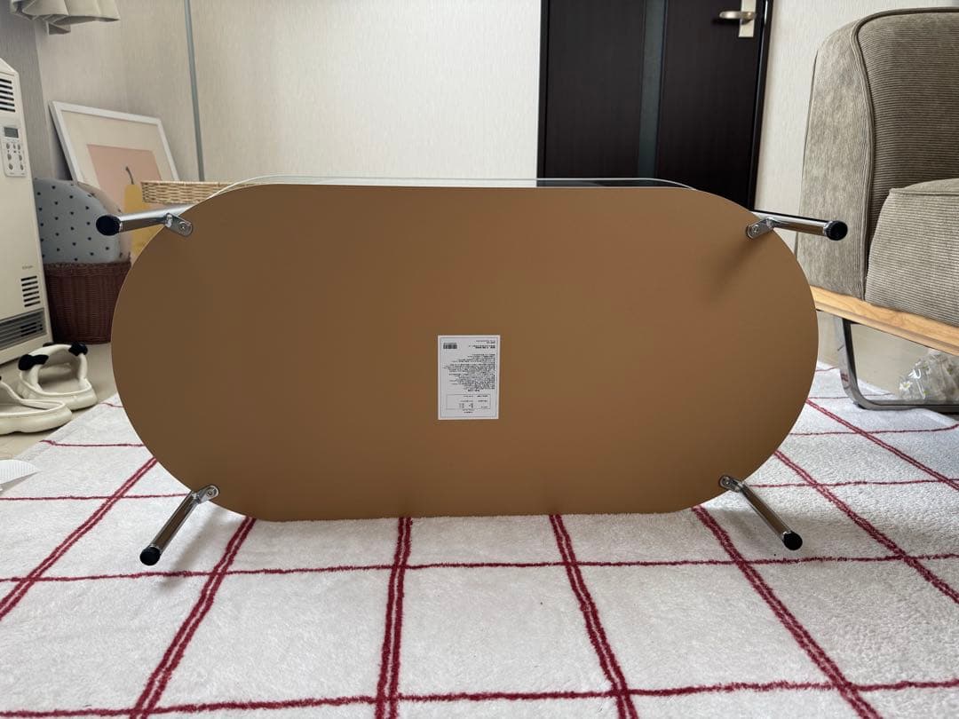 ガラスローテーブル 韓国インテリア風　ホワイト