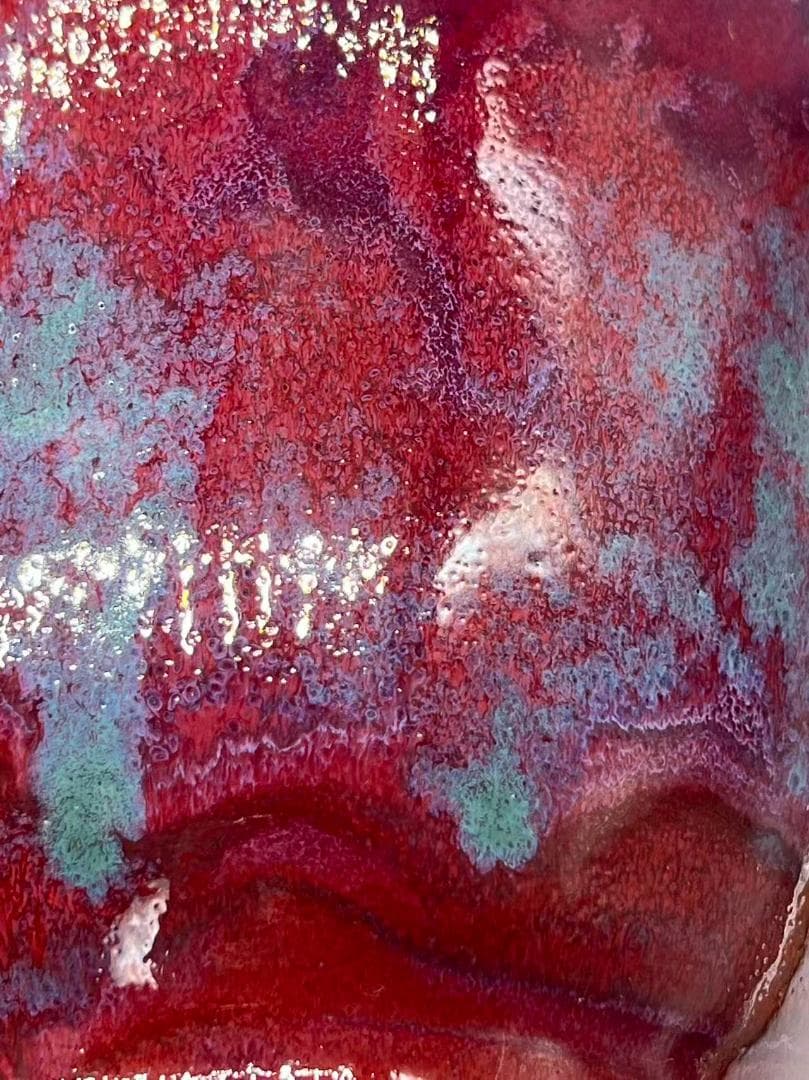 鈞窯　天青釉紫斑瓶　窯変釉　辰砂　花入　花瓶　茶道具 唐物(B-41)