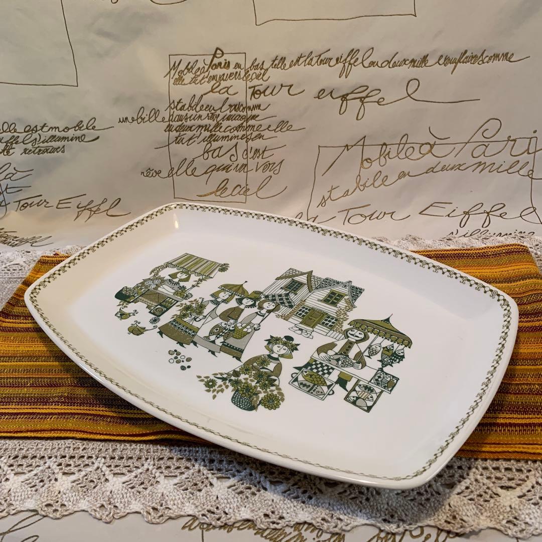 北欧ビンテージ　figgjo フィッギオMarket柄の横幅40㎝の大皿！