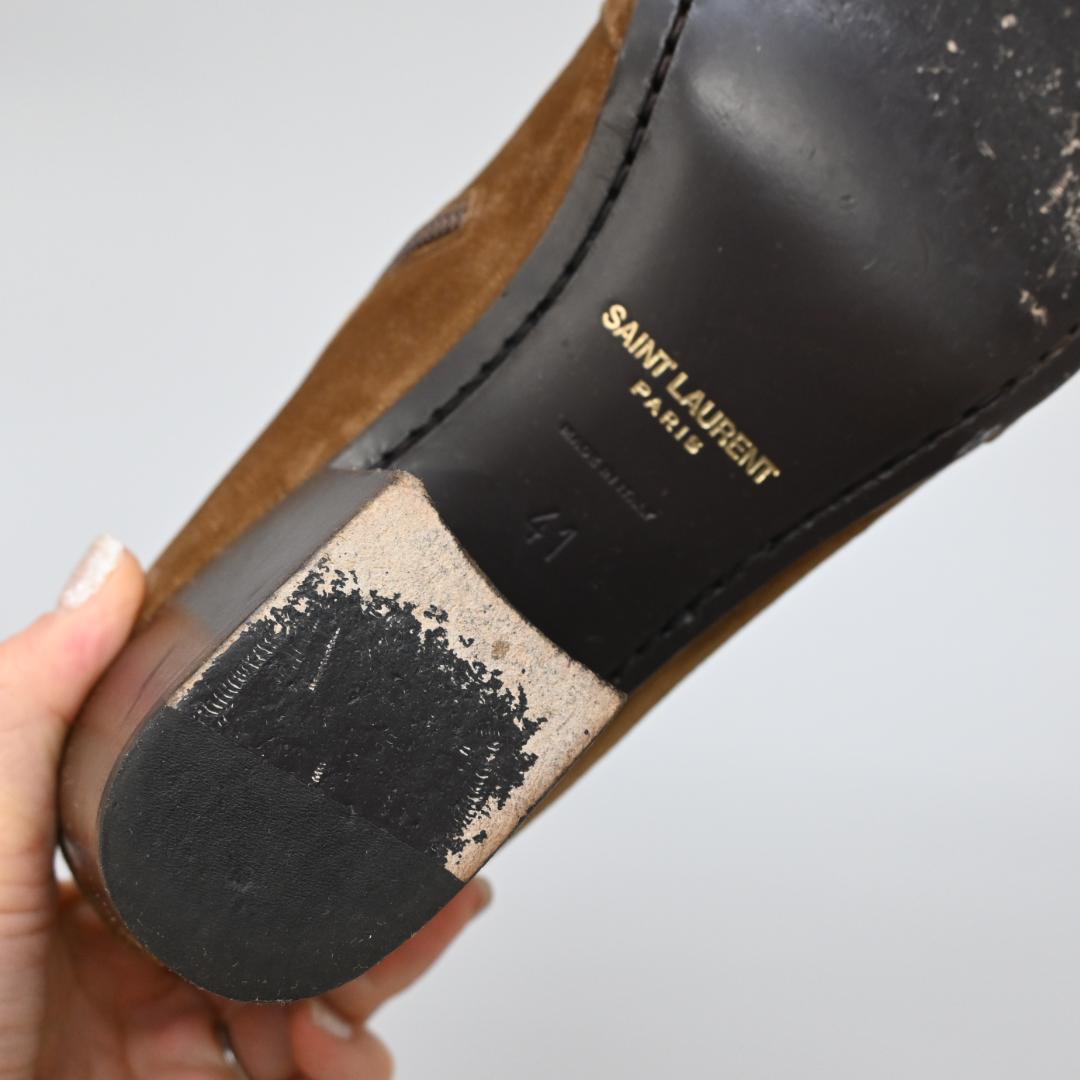 ■ 48196★年 サンローランパリ サイドジップヒールブーツ スエード*