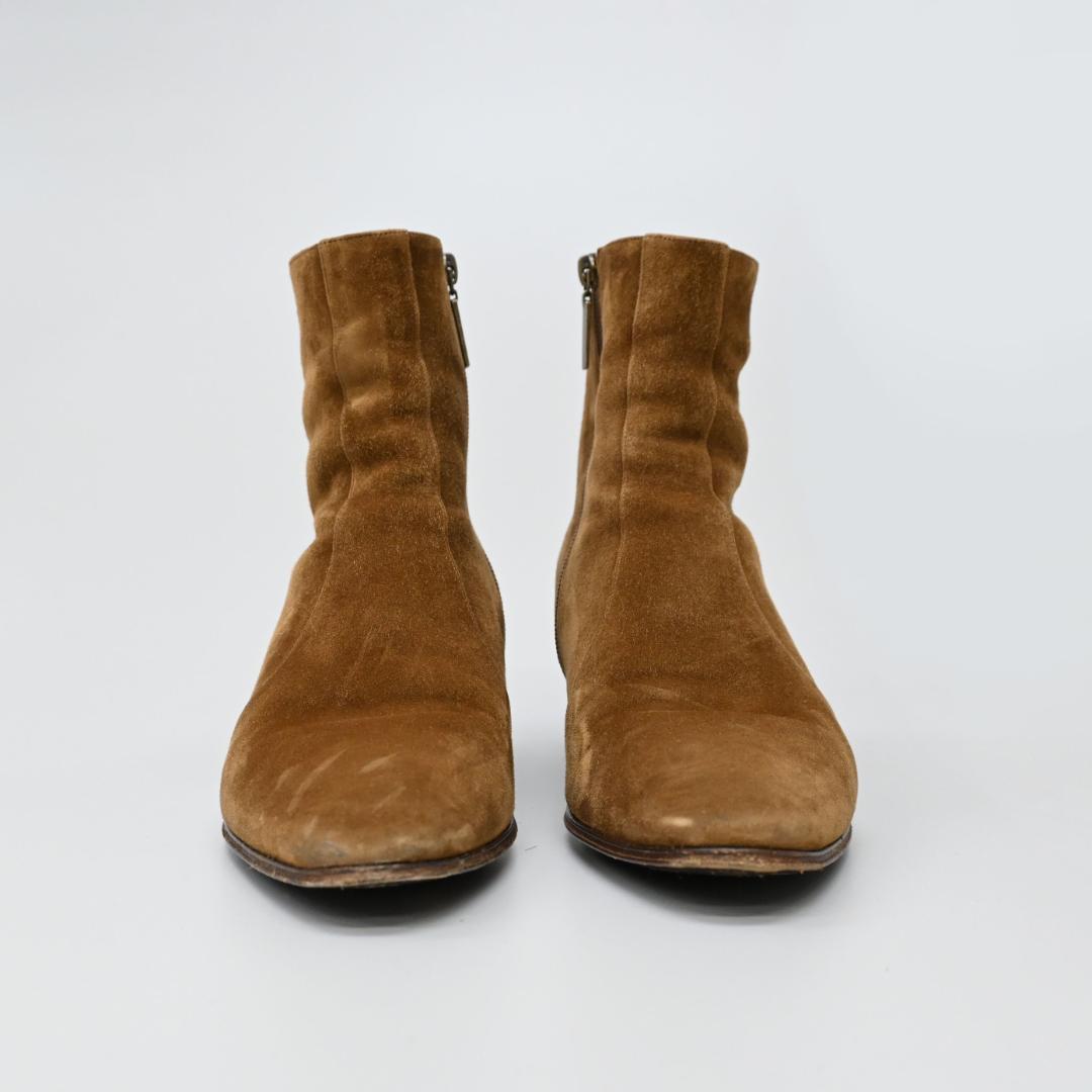 ■ 48196★年 サンローランパリ サイドジップヒールブーツ スエード*