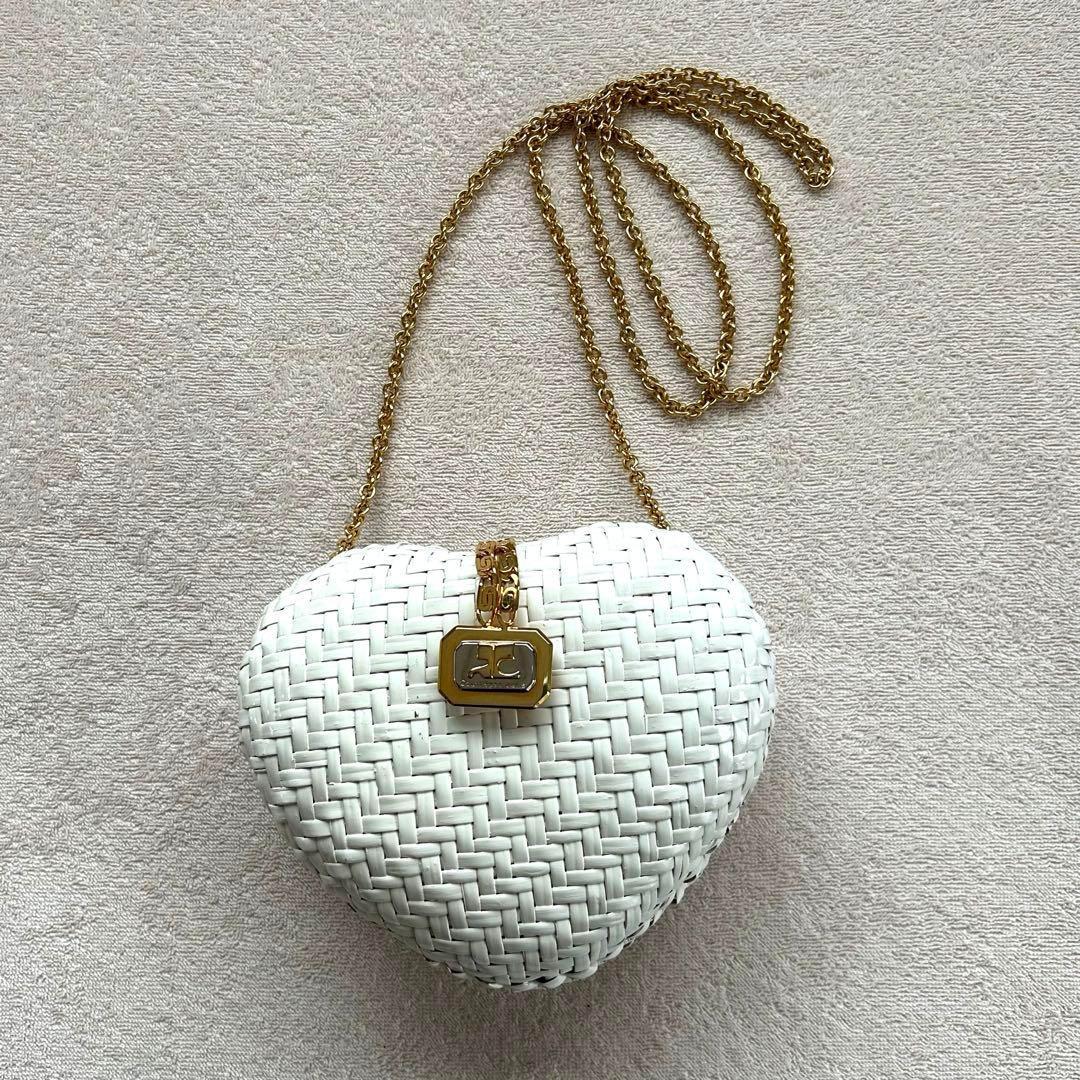 クレージュ かごバッグ Courreges チェーン ショルダー バッグ ハート