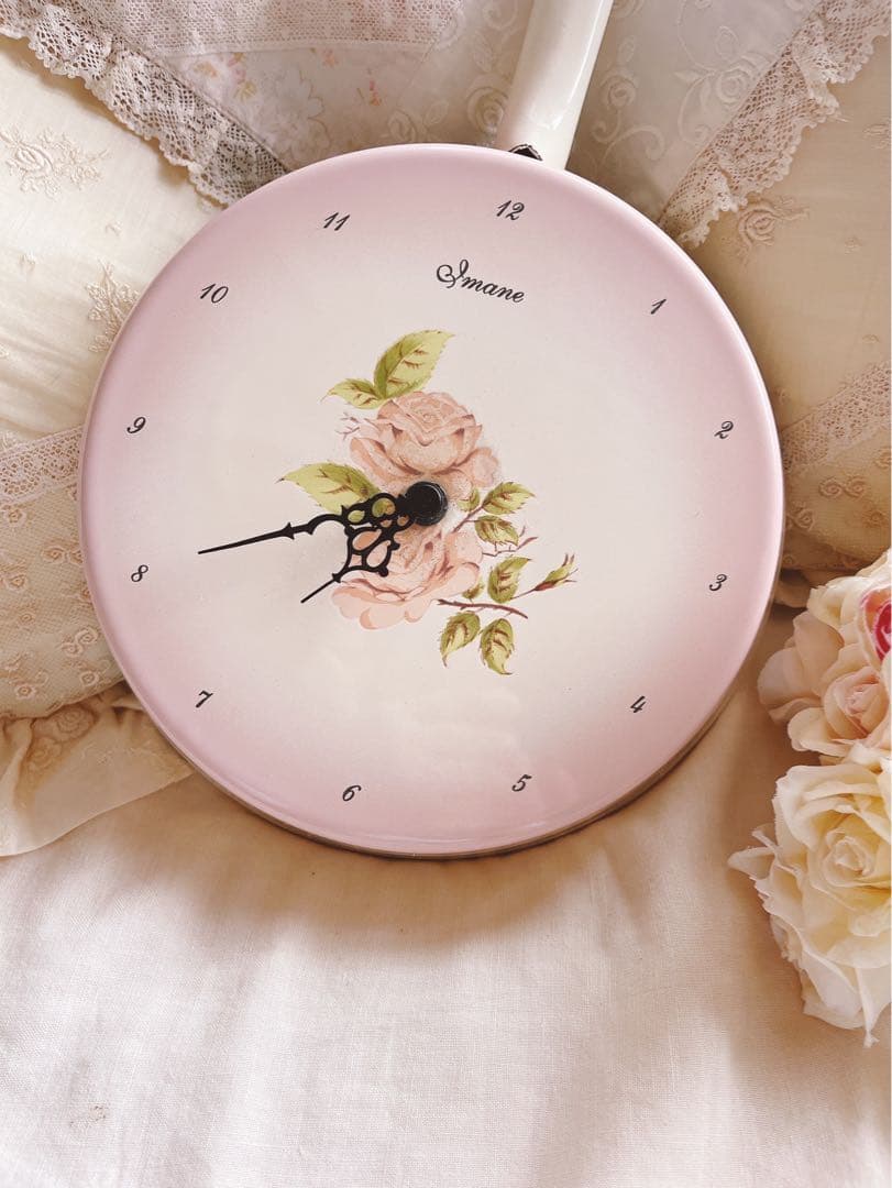 お値下げ♡イマンダイアナローズホーローフライパン時計マニーローズ薔薇ニトリイケア