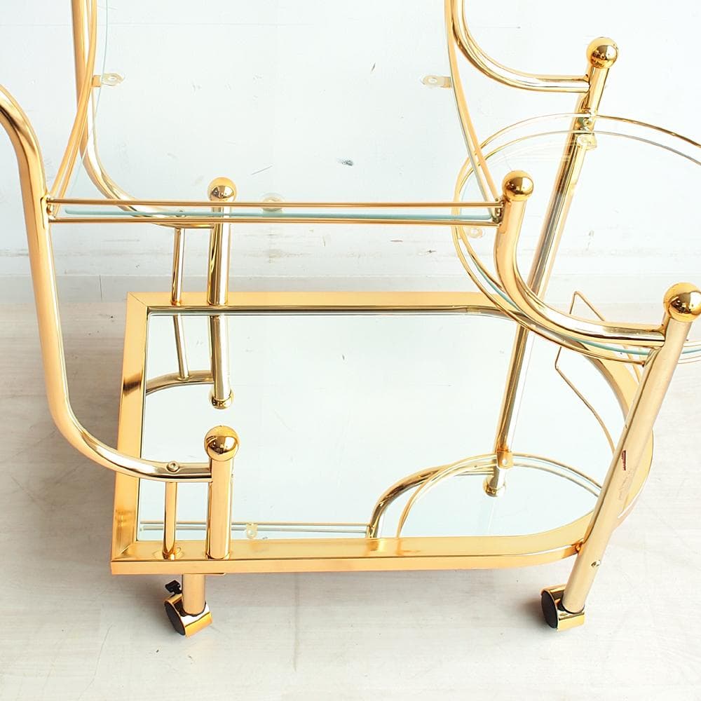 ゴールドフレーム サービスワゴン ガラス天板 エレガント ZR24073