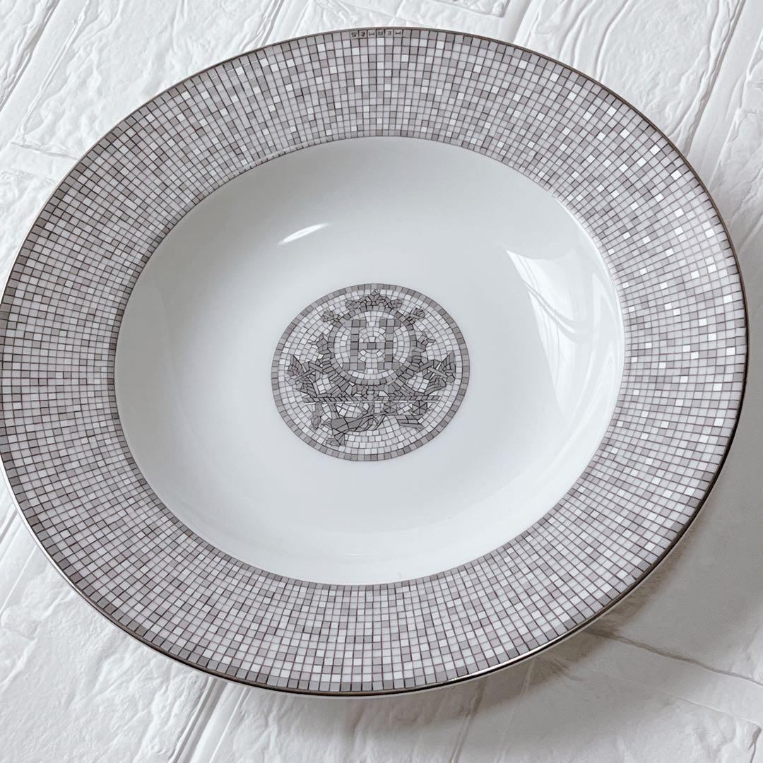 【極美品】エルメス　2枚セット　プラチナモザイク　スーププレート　食器　お皿