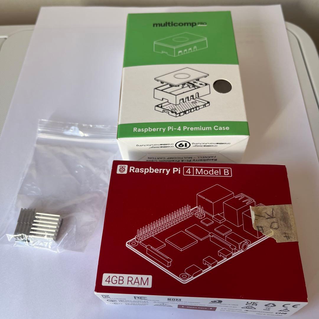 中古、作動確認済み　Raspberry Pi 4-4G ケース　ヒートシンク付き