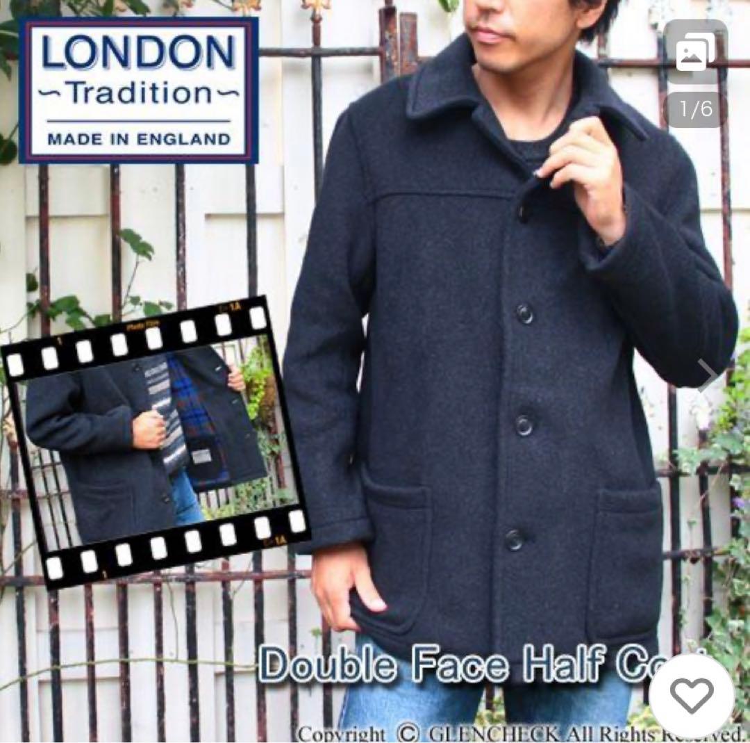 ＊美品＊ロンドントラディション ハーフコート ネイビー L