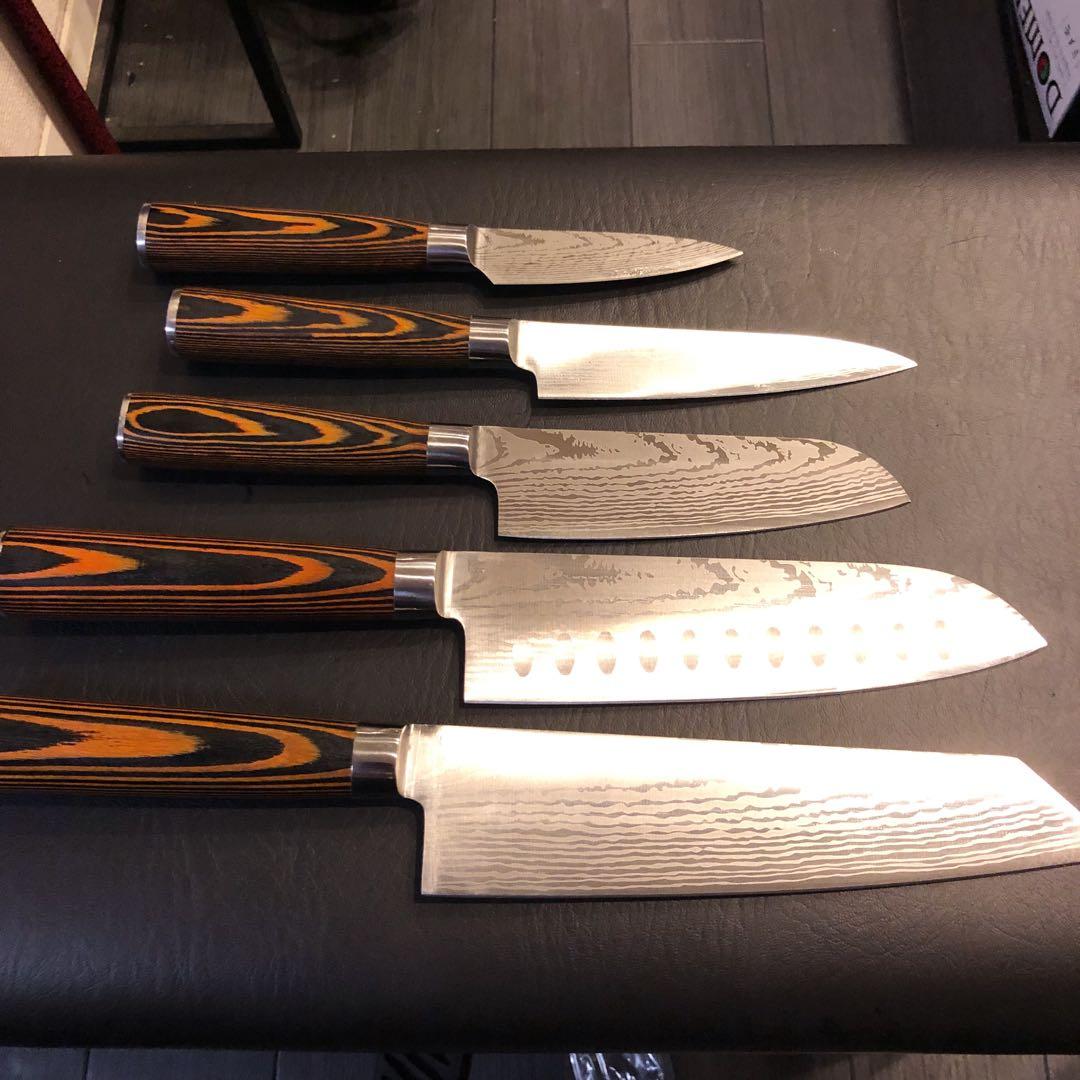 未使用　三徳包丁　ダマスカス　包丁　5本セット