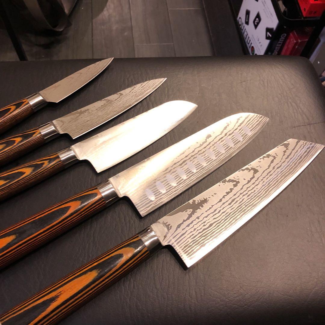 未使用　三徳包丁　ダマスカス　包丁　5本セット