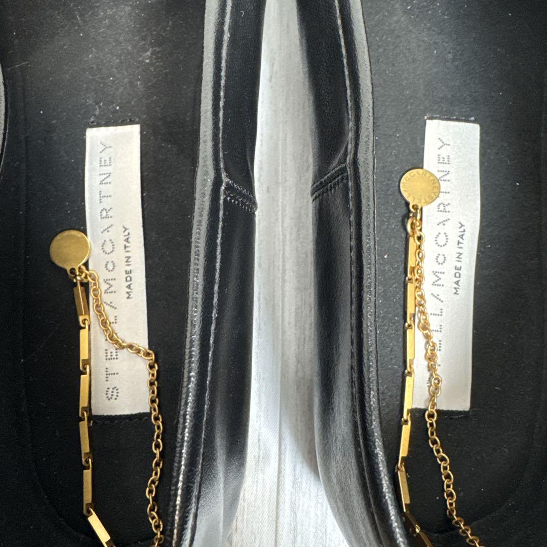 美品⭐️ステラマッカートニー チェーン レザーパンプス ブラック 37 イタリア製