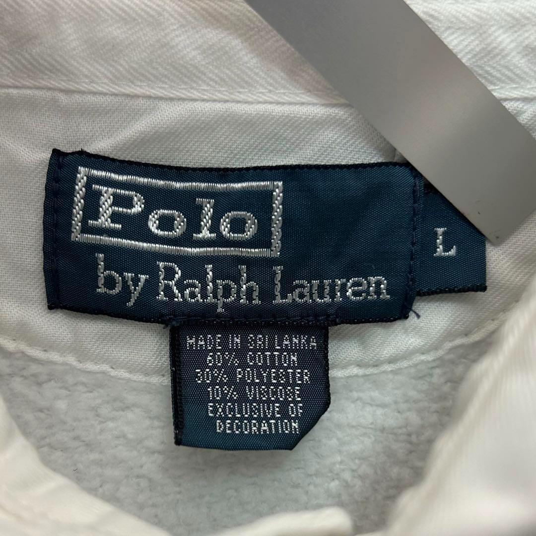 ラルフローレン 刺繍ロゴ ポロシャツ ラガーシャツ ホワイト L 4947