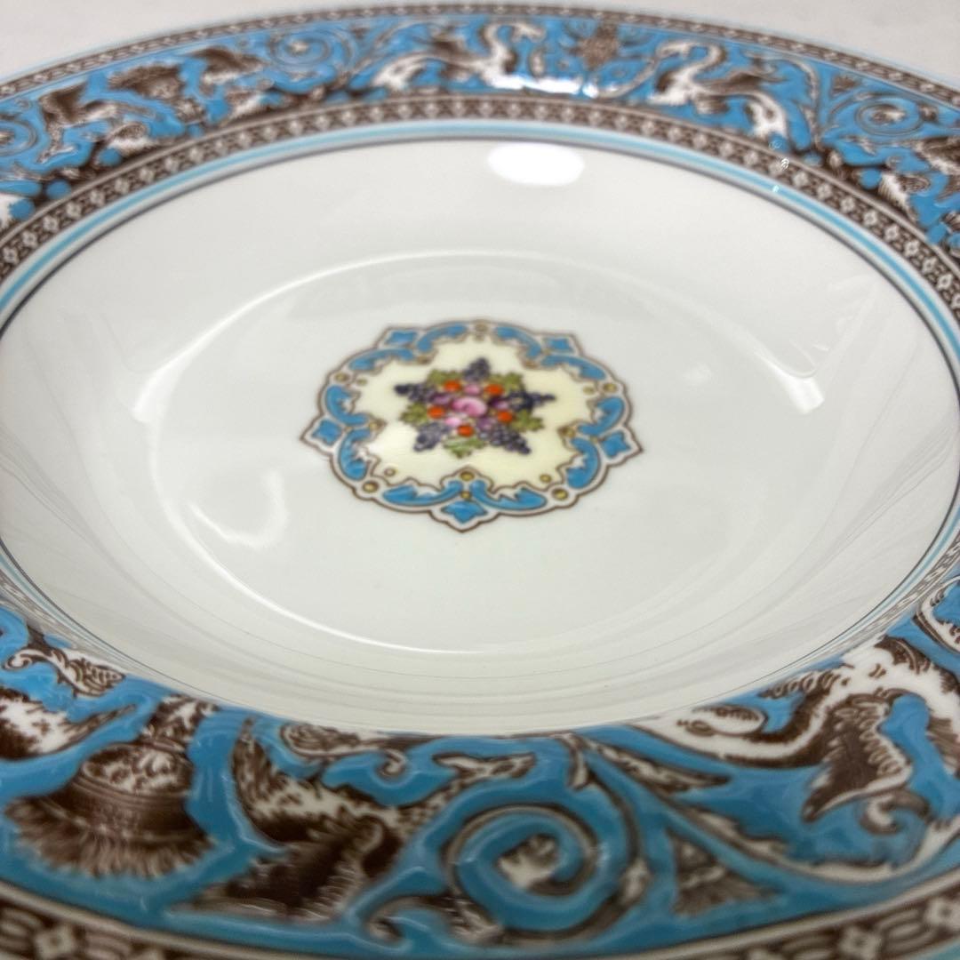【美品】ウェッジウッド　フロレンティーンターコイズ　スープ皿20.5cm 黒壺