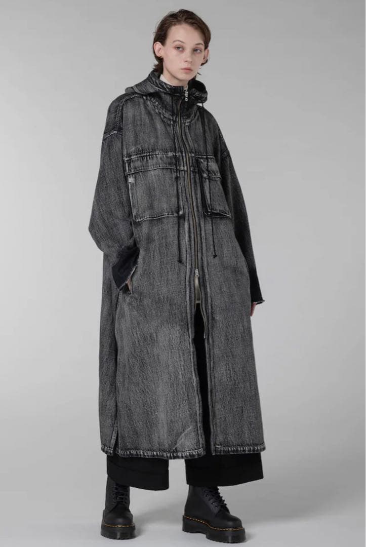 ワイズ デニムフーデットコートドレス y's HOODED COAT DRESS