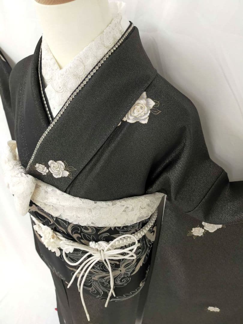 売約済み　★★正絹　薔薇柄　金通し振袖7点フルセット★★