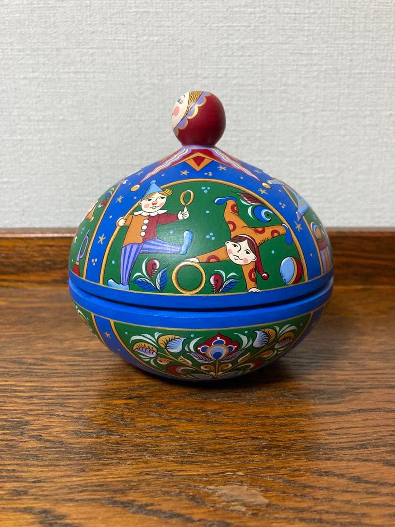 ロシア雑貨☆『ロシアのサーカス』ピエロの円形収納Boxマトリョーシカ オリガ新作