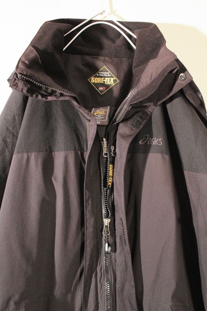 ゴアテックスジャケット アシックス GORETEX 黒 防水 メンズ古着 XXL