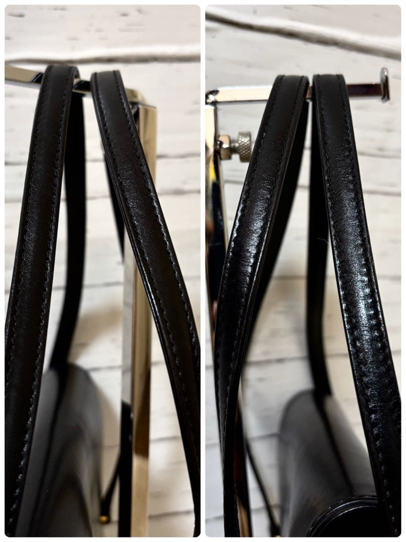 希少 美品✨オールドグッチ　ハンドバッグ　インターロッキング　レザー　ブラック