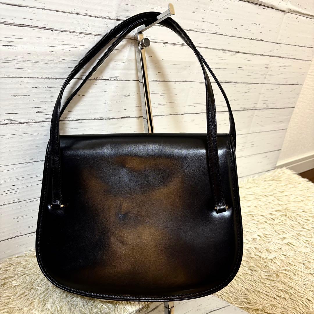 希少 美品✨オールドグッチ　ハンドバッグ　インターロッキング　レザー　ブラック