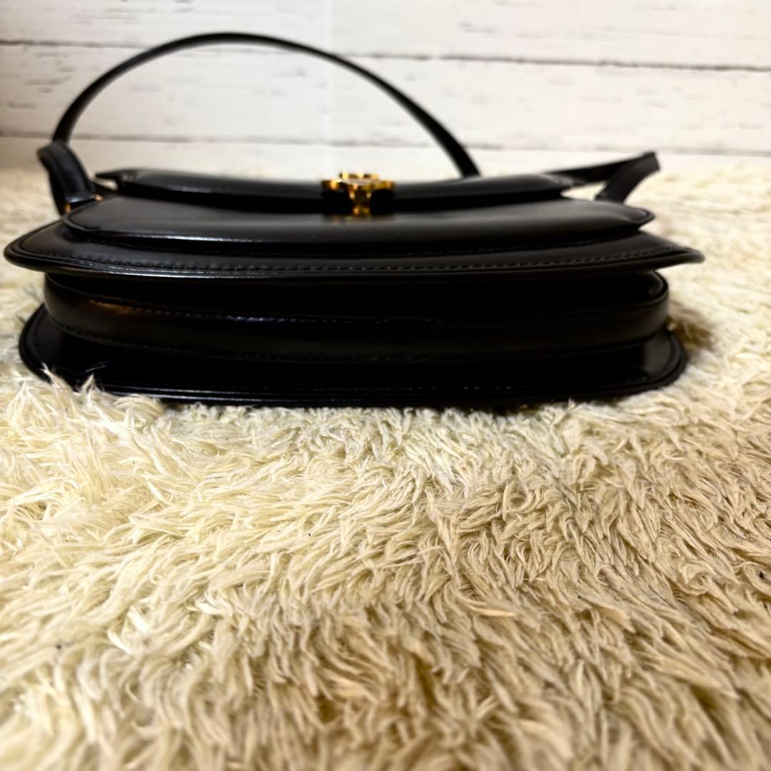 希少 美品✨オールドグッチ　ハンドバッグ　インターロッキング　レザー　ブラック