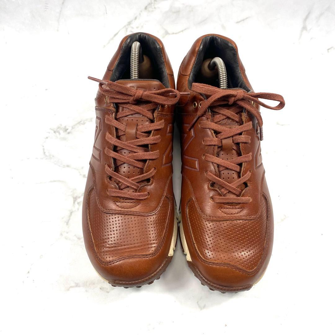 【美品】New Balance ゴルフシューズ ブラウン 天然皮革 24.5