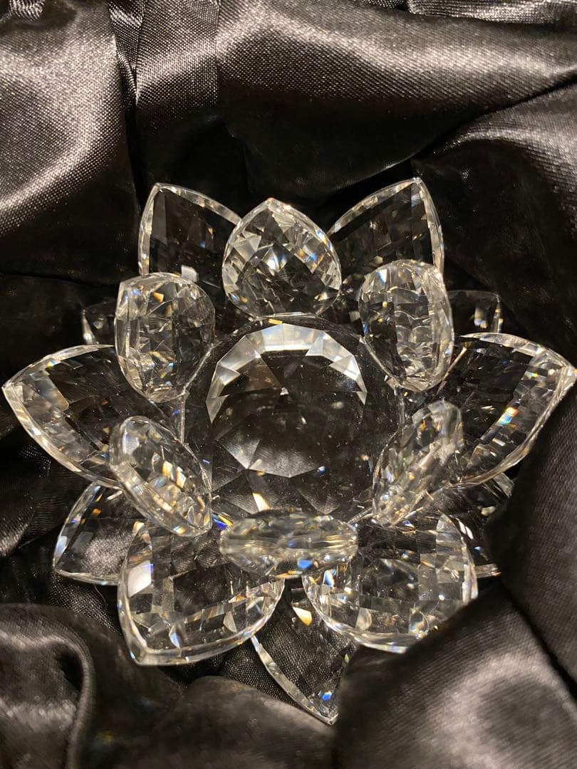 水晶 クリスタル 蓮の花 置物