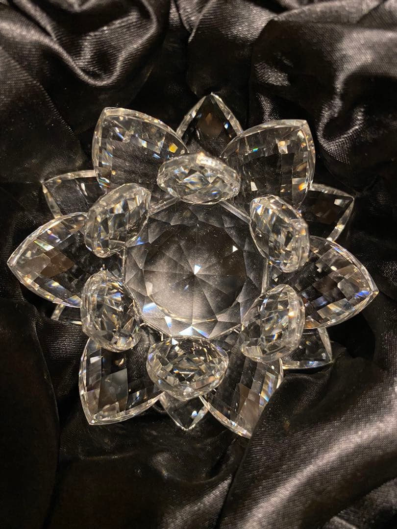 水晶 クリスタル 蓮の花 置物