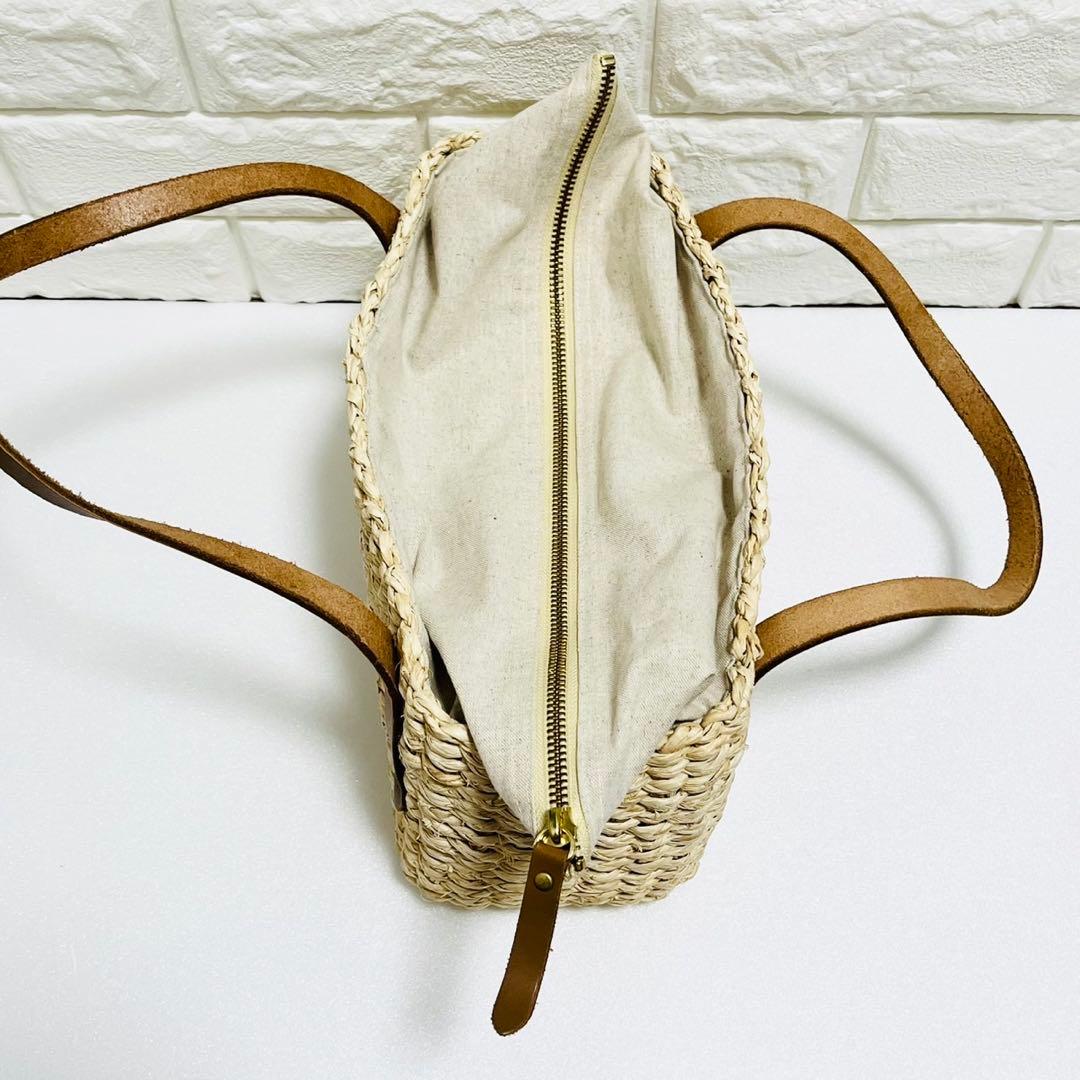 【完売品】クレドラン かごバッグ ボックス型 ファスナー 帆布 異素材ミックス