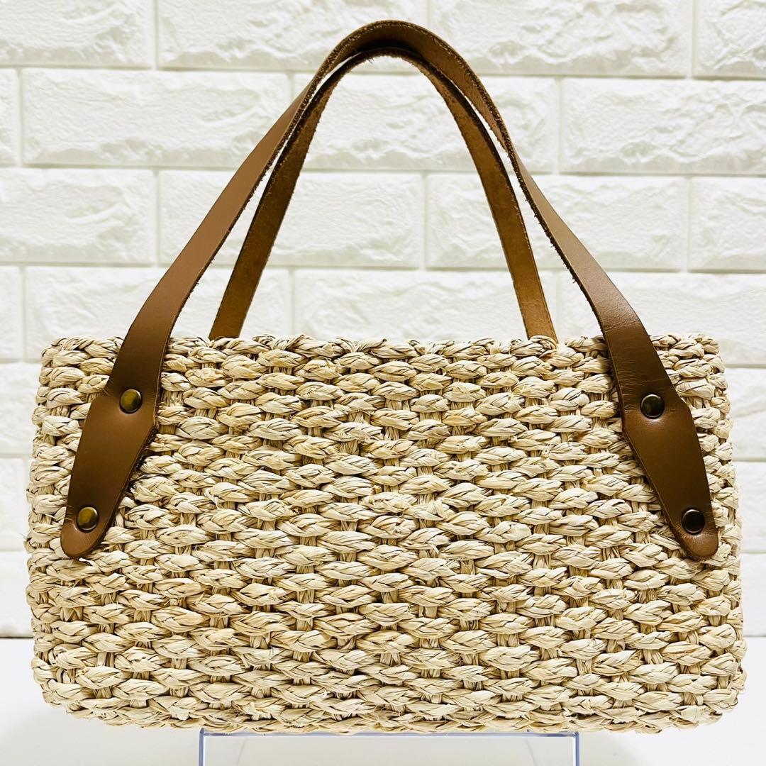 【完売品】クレドラン かごバッグ ボックス型 ファスナー 帆布 異素材ミックス