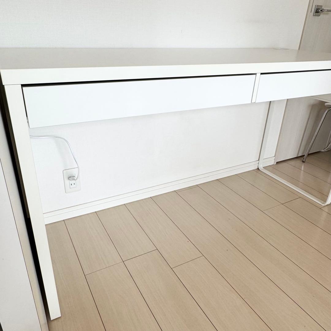 IKEA MICKE デスク ホワイト 幅105cm 引き出し付き