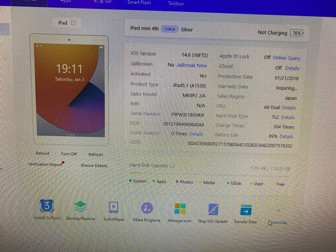 iPad mini 4 - 128GB - バッテリー89% 8GHKK