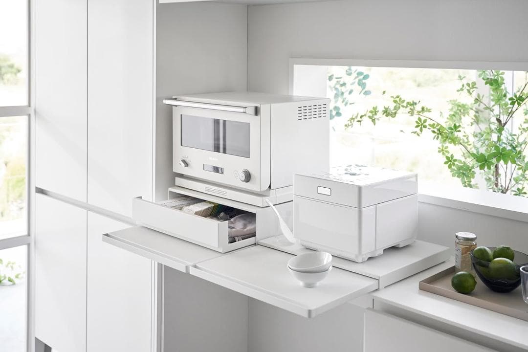 tower キッチン家電下引き出し&スライドテーブル 幅45cm山崎実業 白