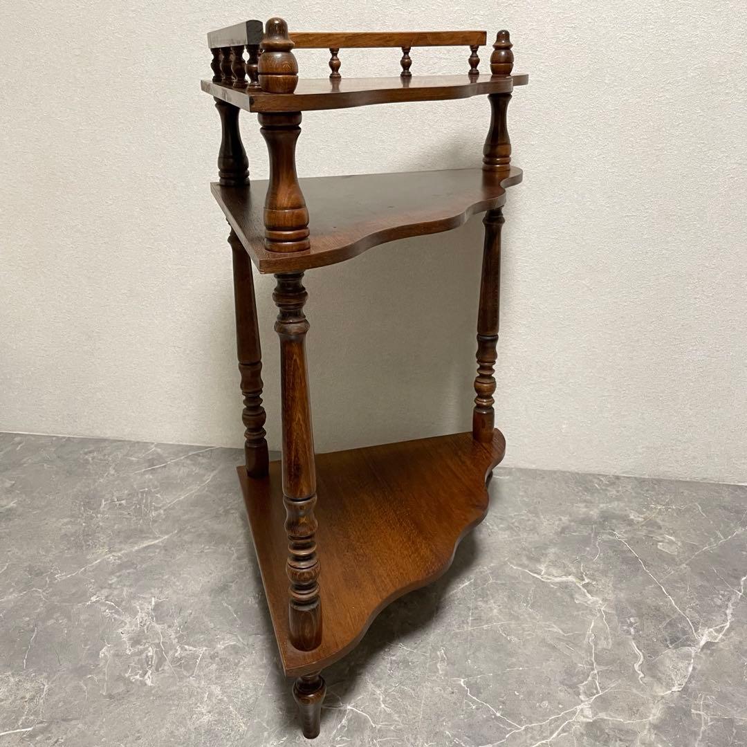 アンティーク　コーナーシェルフ 花台 飾り棚 隙間収納 コーナー収納