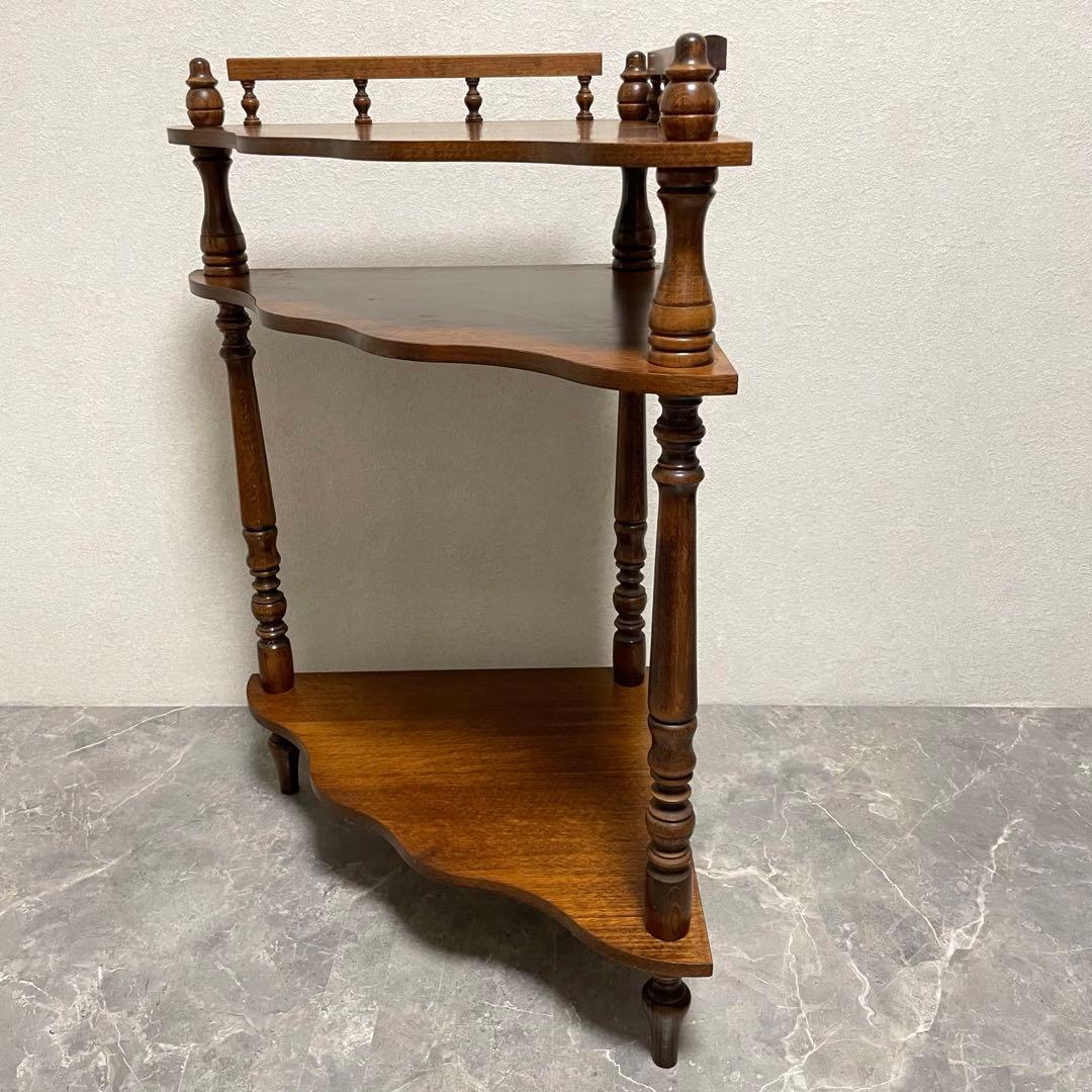 アンティーク　コーナーシェルフ 花台 飾り棚 隙間収納 コーナー収納