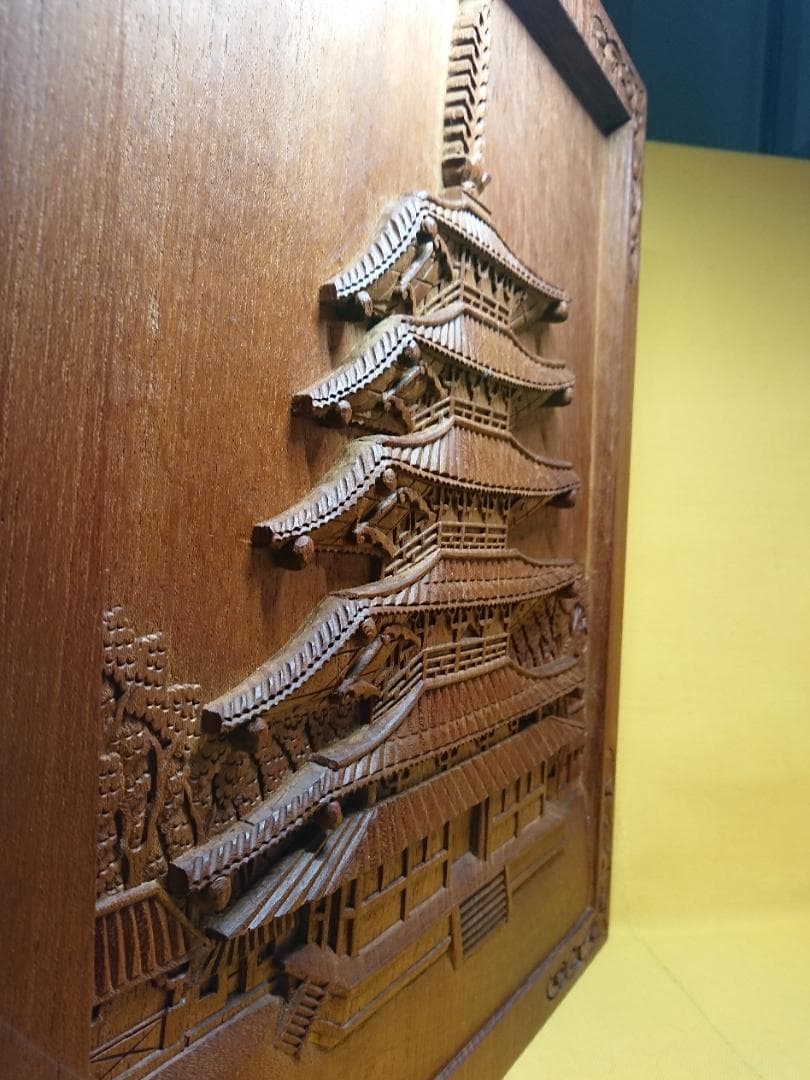 【美品】五重塔　仏教美術　木彫　置物　インテリア　工芸品　美術品　A2867