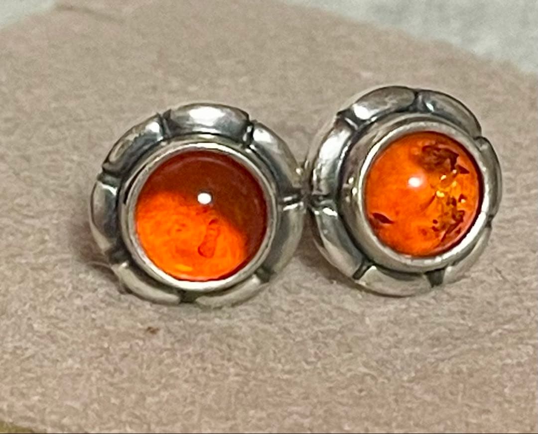   琥珀ピアス ジョージジェンセン シルバー925 希少