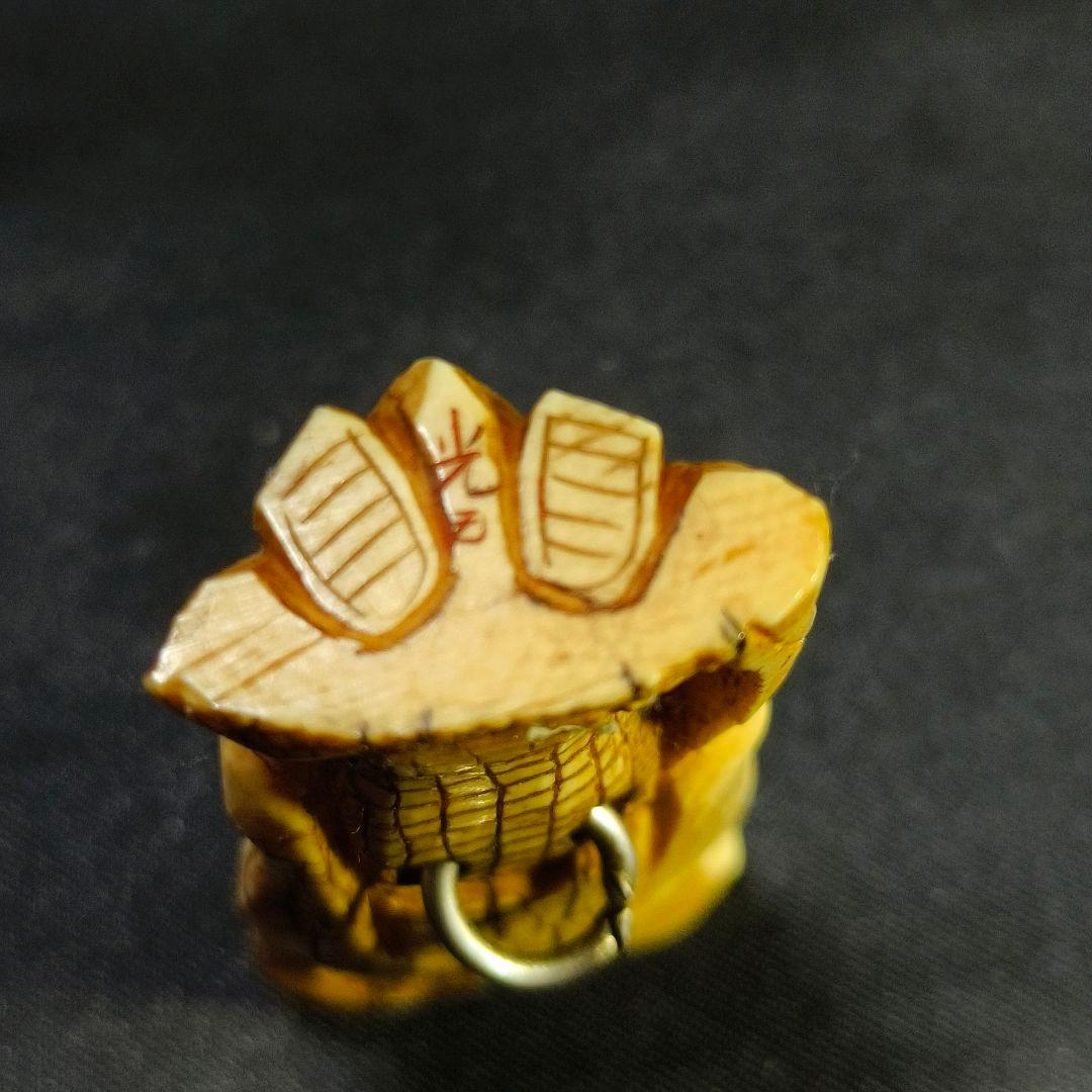 江戸根付 和骨董 縞模様天然素材 在銘 作家物 古美術 蒐集家放出 アンティーク