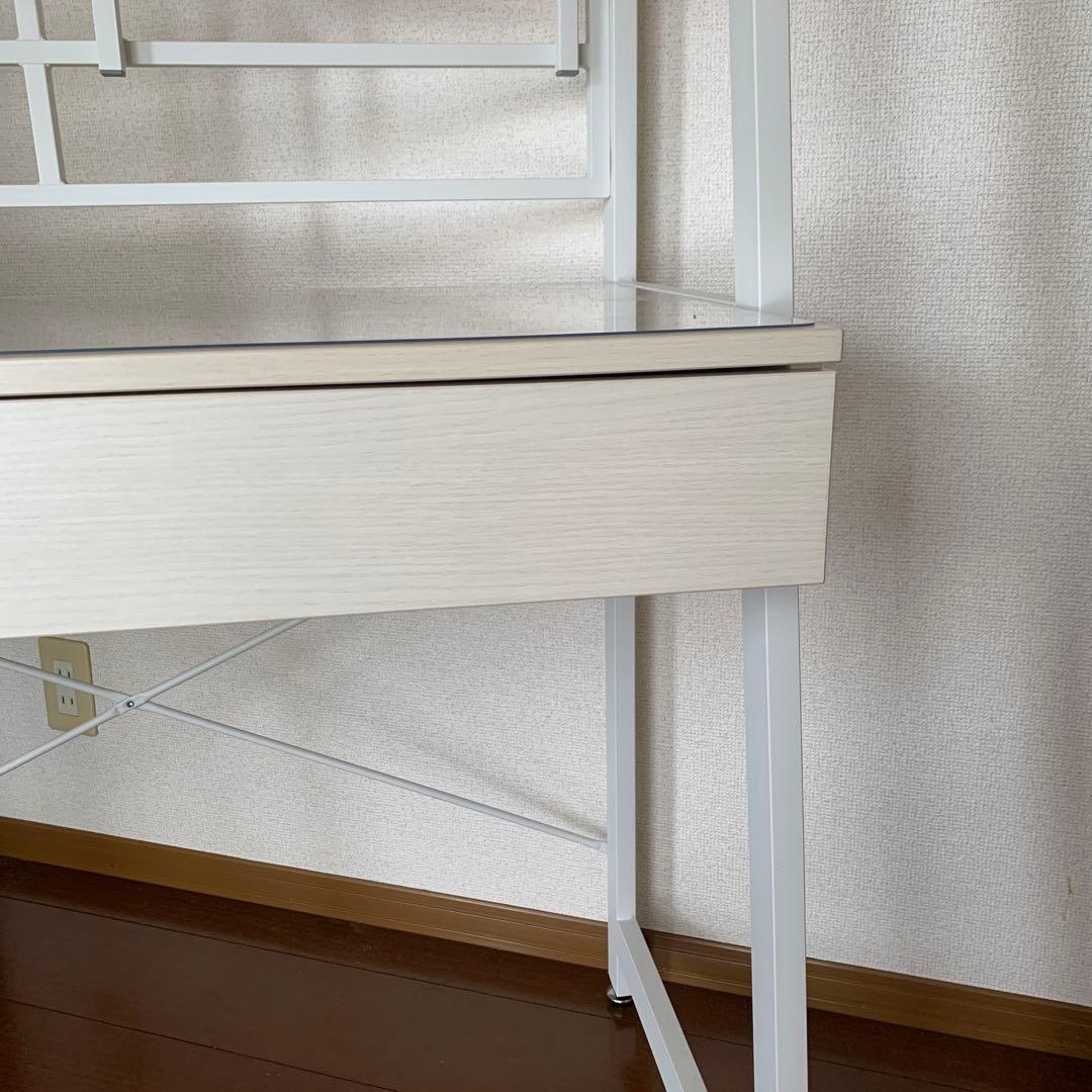 【完成品】ニトリ　省スペースデスク　ホワイトウォッシュ