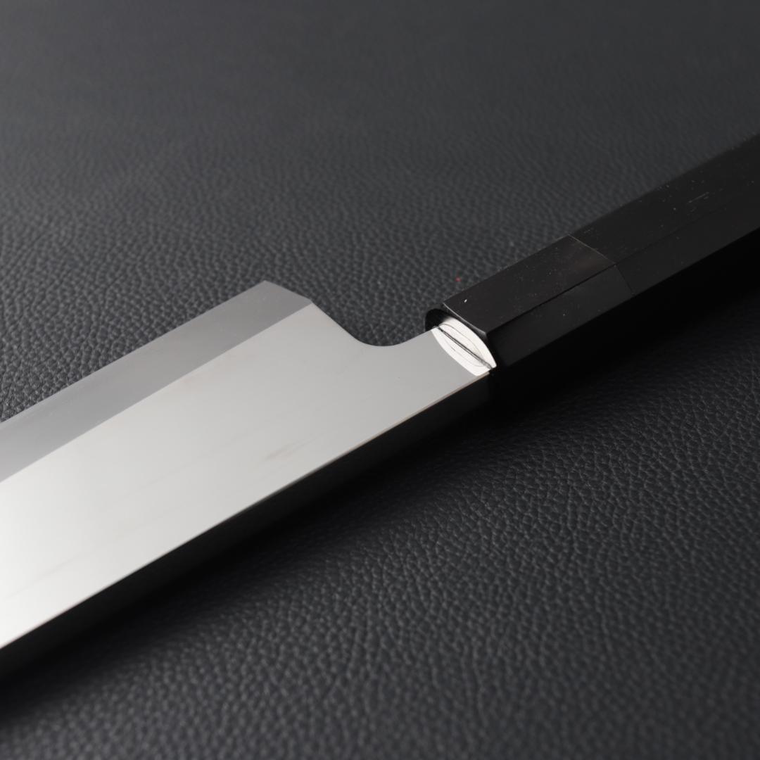 10697出刃包丁 7寸 鏡面仕上げ 刺身包丁 和包丁 黒檀黒水牛角八角柄