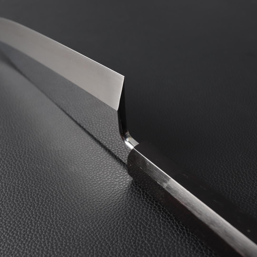 10697出刃包丁 7寸 鏡面仕上げ 刺身包丁 和包丁 黒檀黒水牛角八角柄