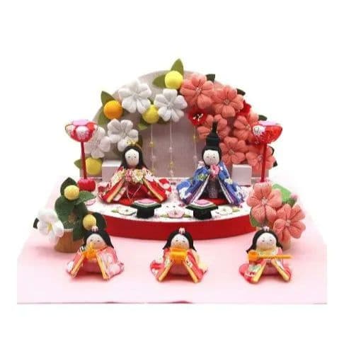 雛人形 お雛様 5人飾り初節句 ちりめん コンパクト