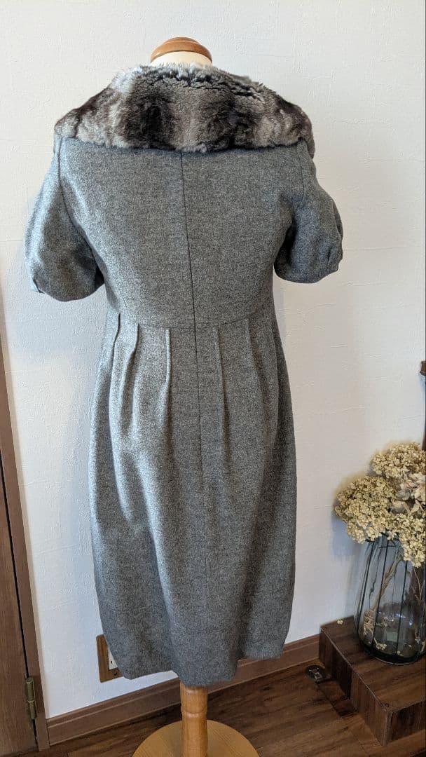 Foxy ＊チンチラ襟　バルーンワンピース　グレー＊size38 美品