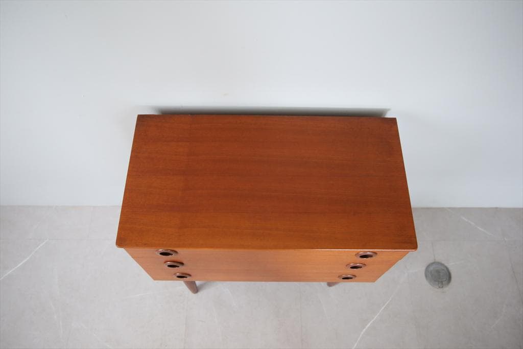 英国アンティークチーク3杯ドロワー/木製チェスト/タンス/飾り棚(91-240)