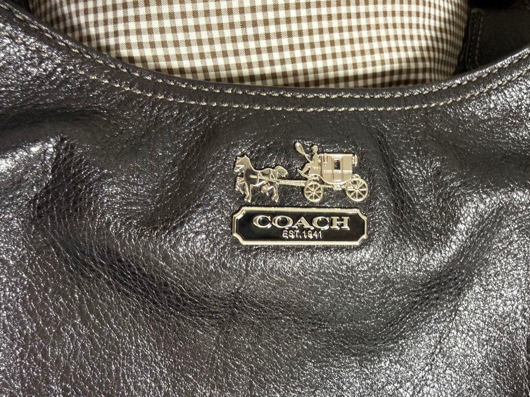 COACH 黒　レザー　ショルダーバッグ