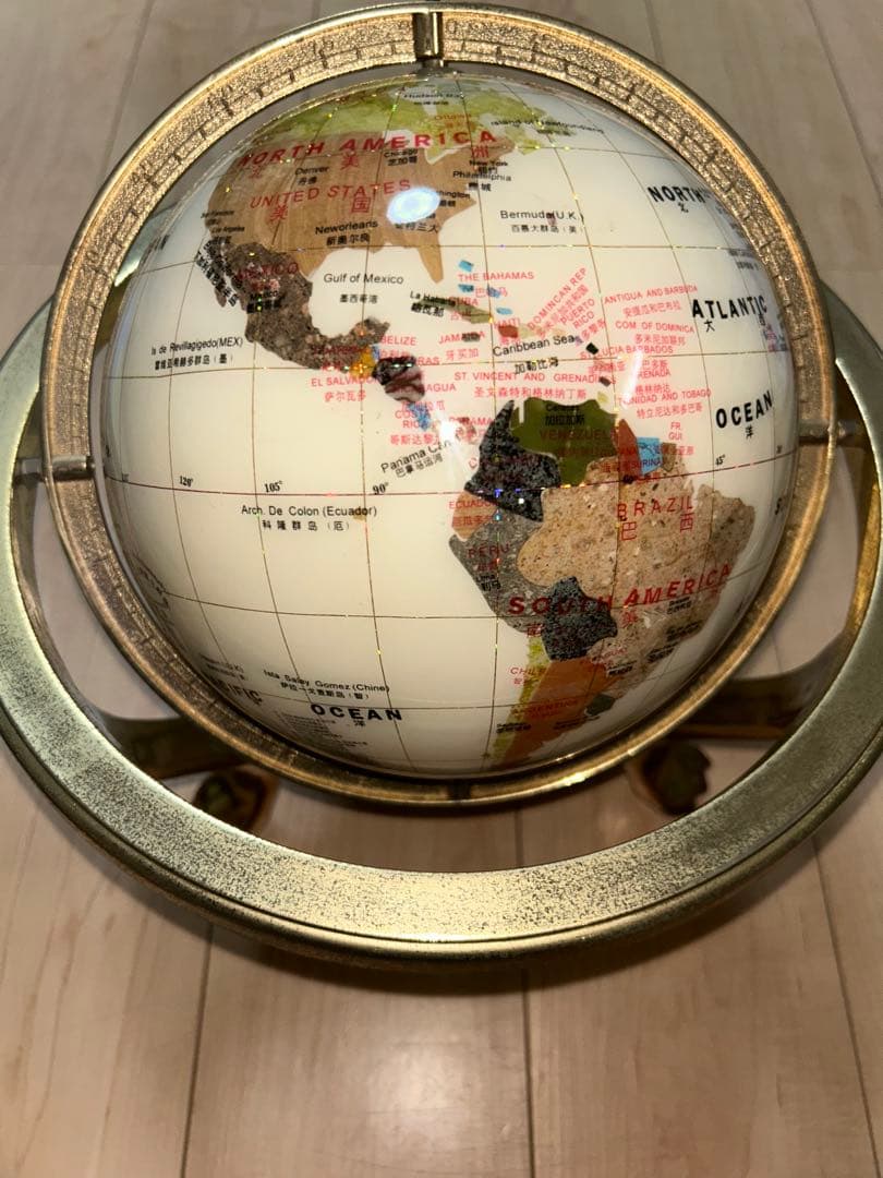 【螺鈿・アンティーク】　天然石　地球儀　パワーストーン　シェル