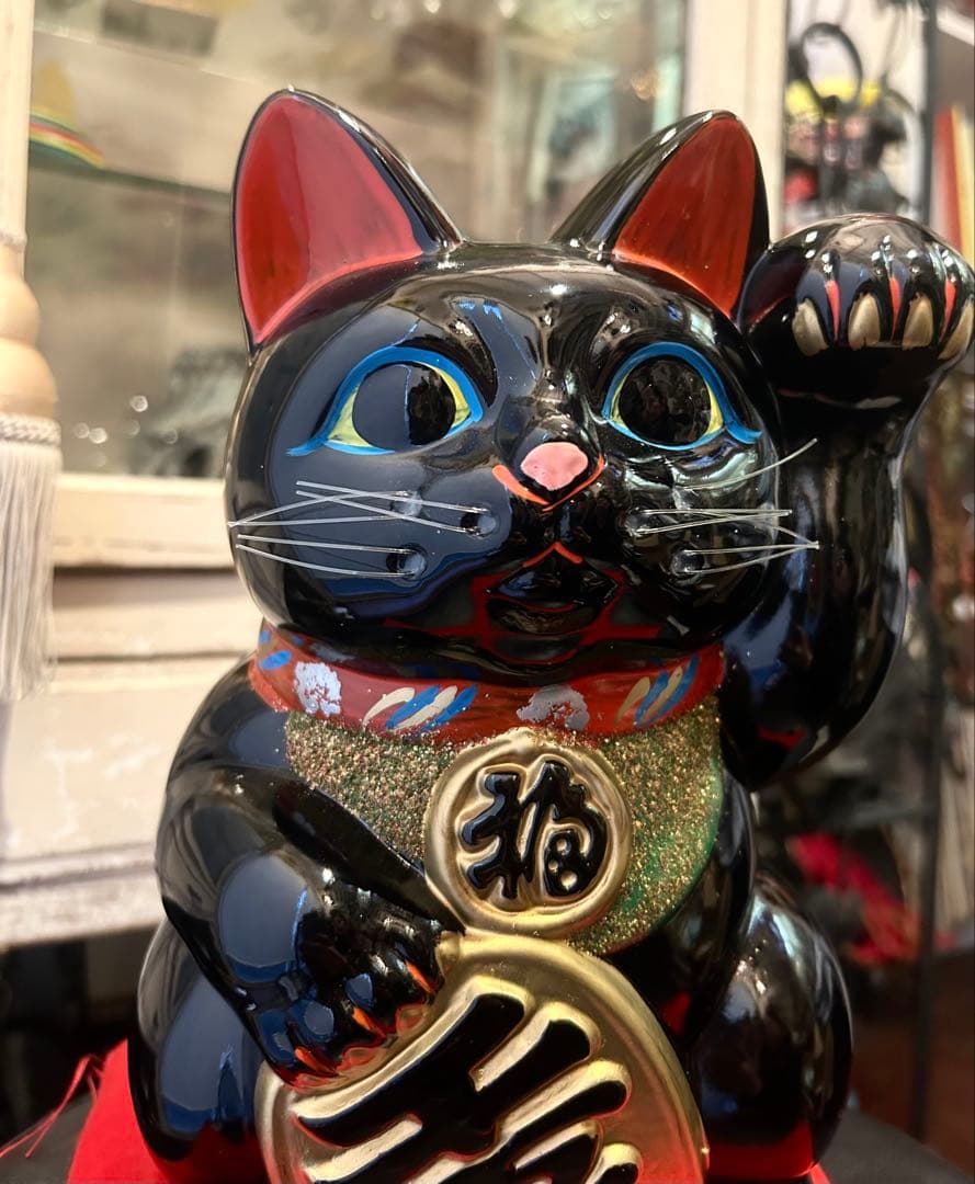 運気上昇&良縁を招く⭐︎招き猫⭐︎常滑焼⭐︎黒⭐︎左手あげ⭐︎貯金箱⭐︎福猫