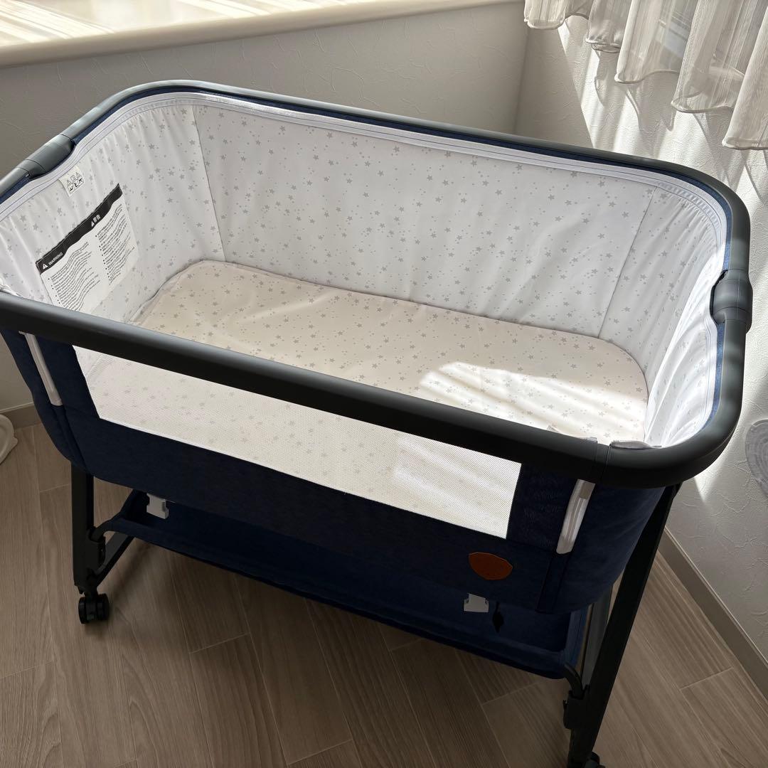 【yuka】HZDMJ折りたたみベビーベッド ネイビー