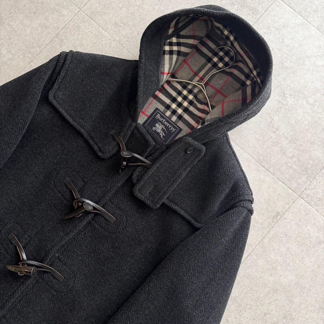 バーバリーズ　ダッフルコート　ムーアブルック　ノバチェック　グレー　L　ウール